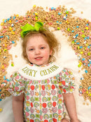 Smocked lucky charm girl romper