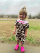 Smocked cowhide howdy Dress
