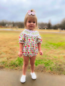 Smocked lucky charm girl romper