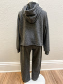 Girls Charcoal Teddy Bear Hoodie & Bow Jogger Set