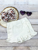 Last Ones: White Ruffled Denim Shorts: (12y)