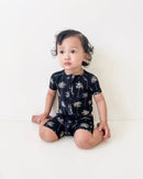 Bamboo Shorty Romper  | Palm Style Black
