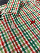 Boys Red & Jolly Green Plaid Shirt – Festive Holiday Button Down