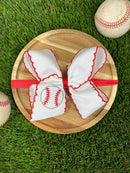 Baseball Moonstitch Embroidered Classic Hair Bow | Clip or Headband
