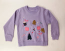 Lavender Christmas Motif Sweatshirt – Girls Holiday Pullover