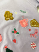 Lavender Christmas Motif Sweatshirt – Girls Holiday Pullover