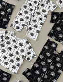 Bamboo Shorty Romper  | Palm Style White