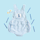 Smocked Blue First Birthday Bubble
