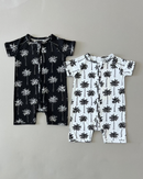 Bamboo Shorty Romper  | Palm Style White