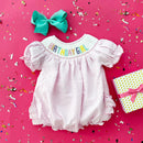 Smocked Birthday Girl Bubble