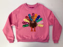 Queen of Sparkles Pink Rainbow Flower Turkey Sweatshirt - Kids