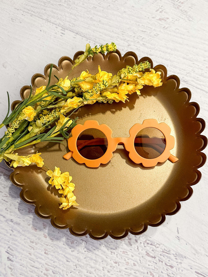 Mustard Yellow Flower Sunglasses for Girls