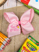 School Grade Embroidered Pencil Moonstitch Bow | Pre-K to 5th Grade