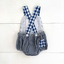 Navy Blue Smocked First Birthday Sunsuit