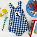 Navy Blue Smocked First Birthday Sunsuit