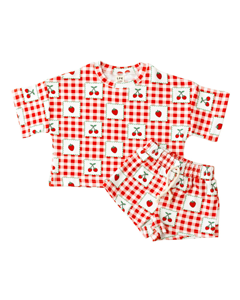 Shorts Set | Strawberry Gingham