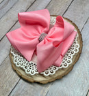 Oversize Rhinestone Hair Bows - French Clip - 5.5"