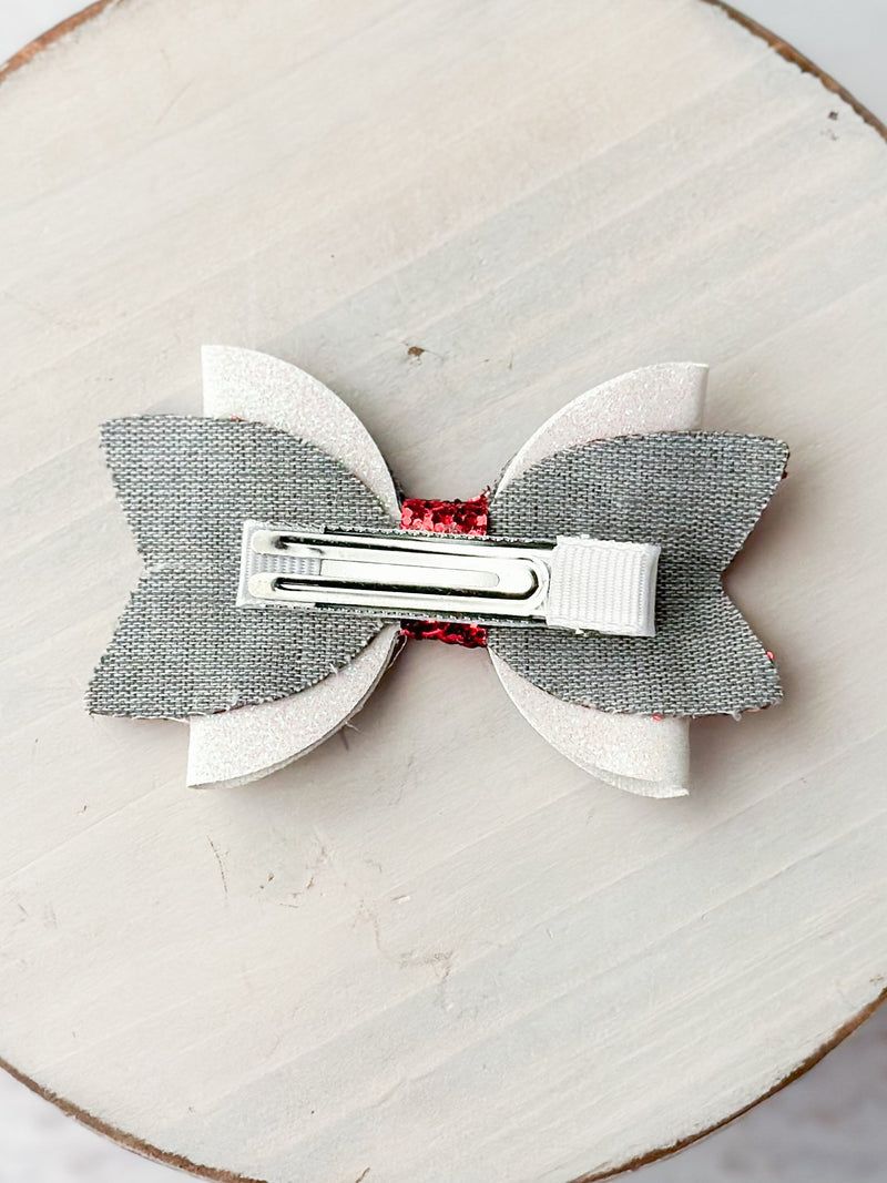 Glittery Stars Patriotic Bow Clippie