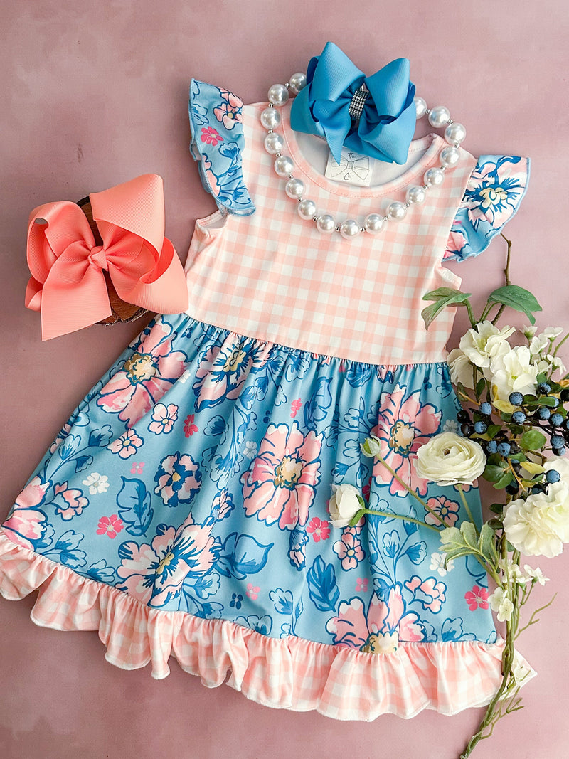 Spring Flowers Ruffled Dress (4t, 6y, 10y, 12y)