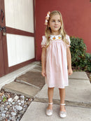 Halloween Pumpkin Applique Girls Puff Sleeve Dress