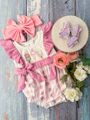 Ice Cream Cones & Pink Gingham Infant Romper: FINAL SALE