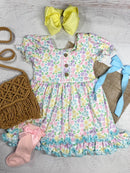 Pastel Floral Double Ruffle Dress: FINAL SALE