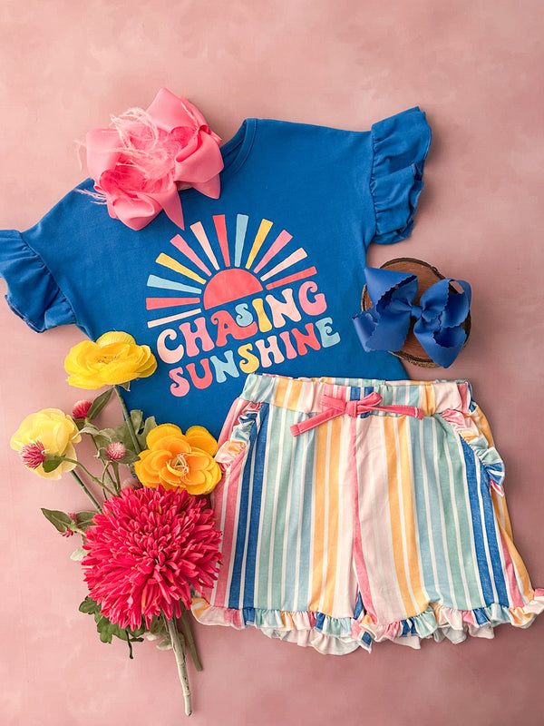 Chasing Sunshine Striped Shorts Set (10y only)