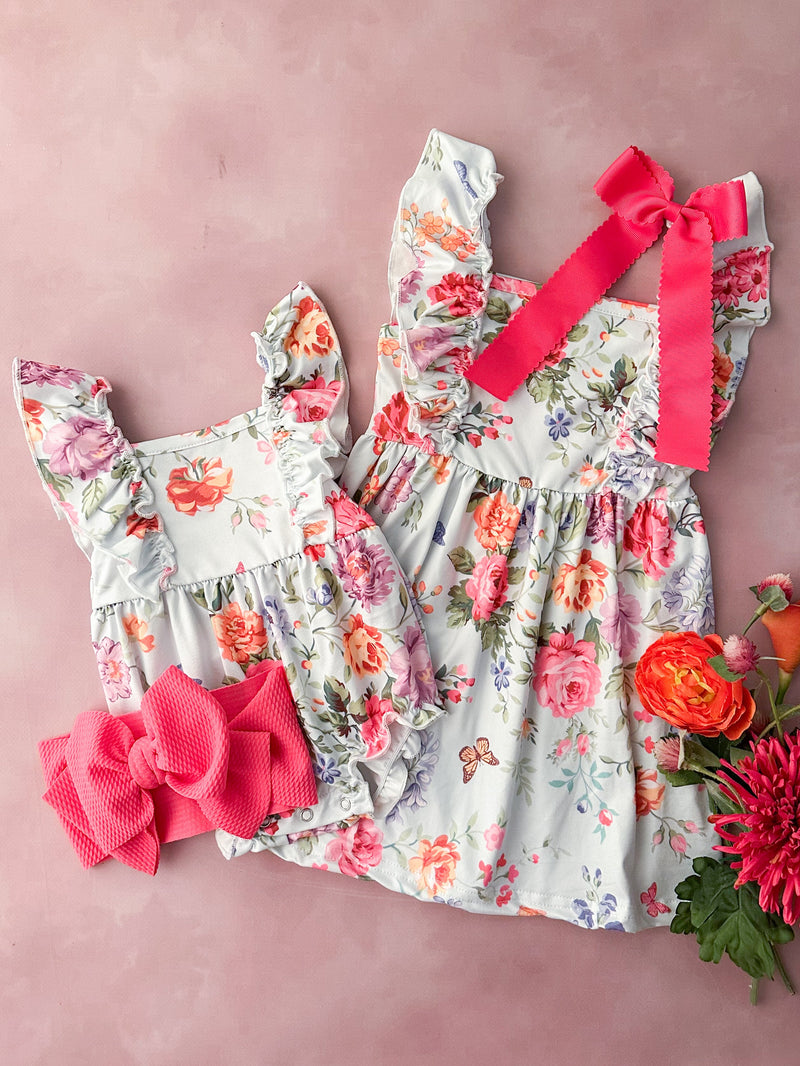 Vintage Floral Infant Romper (3-6m only): FINAL SALE