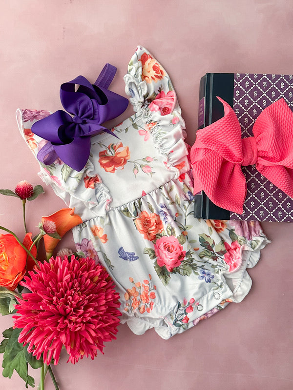 Vintage Floral Infant Romper (3-6m only): FINAL SALE