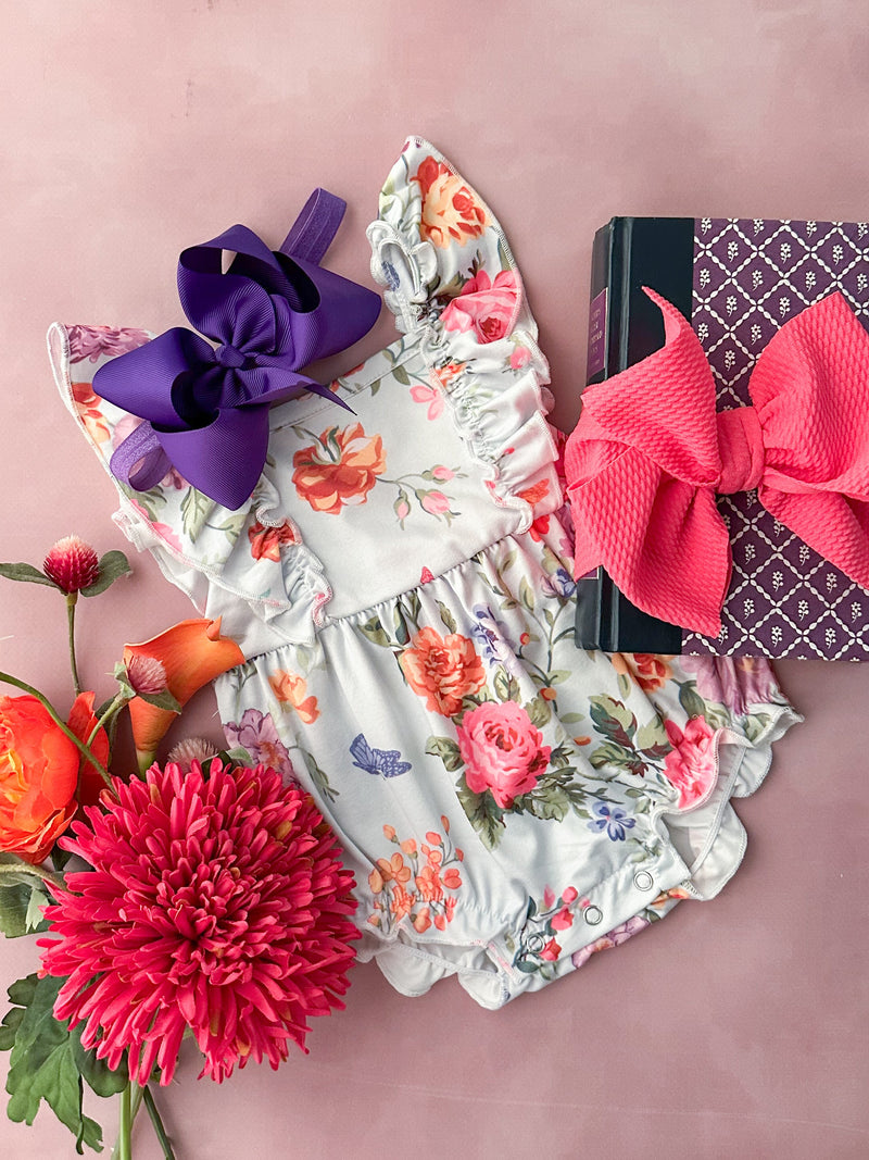 Vintage Floral Infant Romper (3-6m only): FINAL SALE