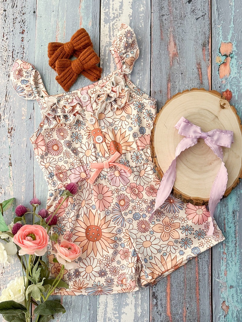 Groovy Floral Print Romper (5t, 10y, 12y only)