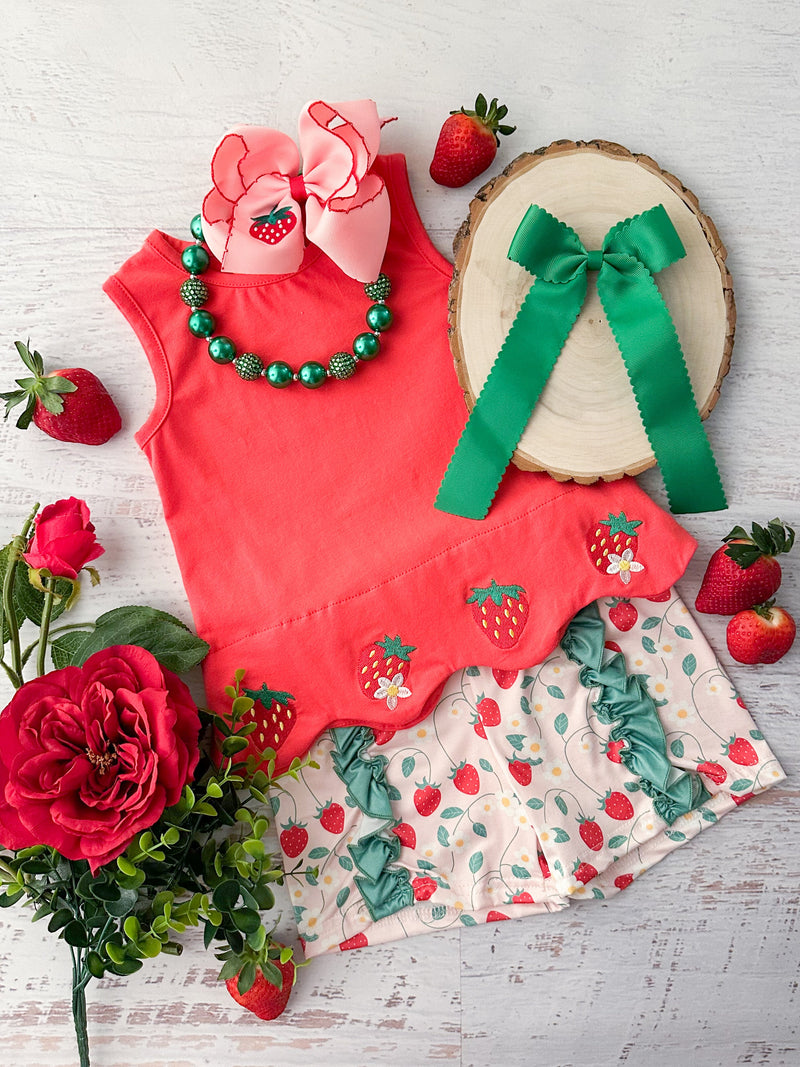 Picking Strawberries Shorts Set: FINAL SALE