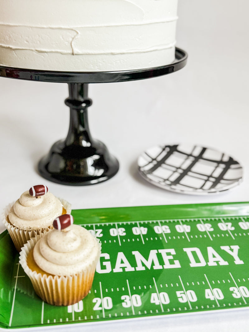 Green Football GameDay Melamine Tray for Appetizers & Tailgate Parties