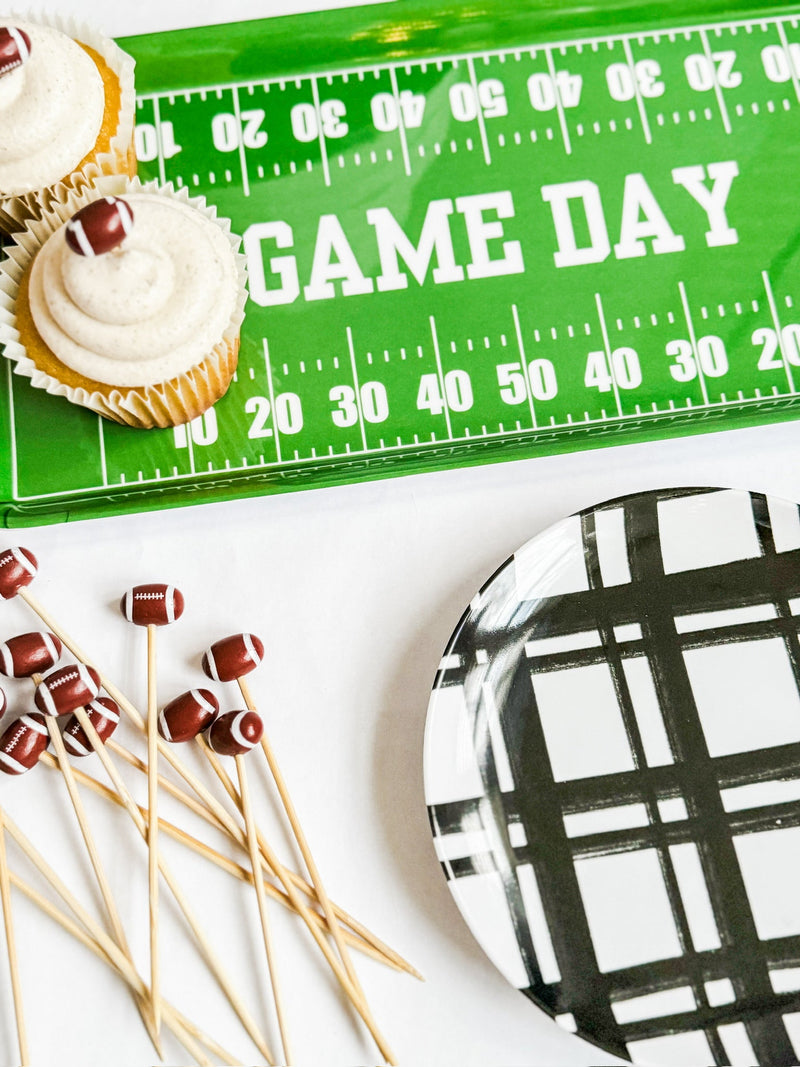 Green Football GameDay Melamine Tray for Appetizers & Tailgate Parties