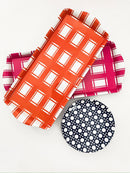 Orange Plaid Gingham Melamine Serving Tray – Perfect for Parties & Snacks