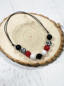 Cow Print Adjustable Rope Chunky Bead Necklace