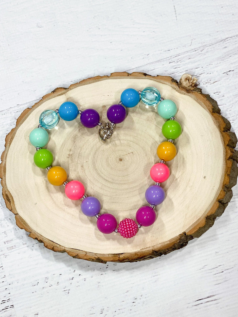 Bright Rainbow Chunky Bead Necklace