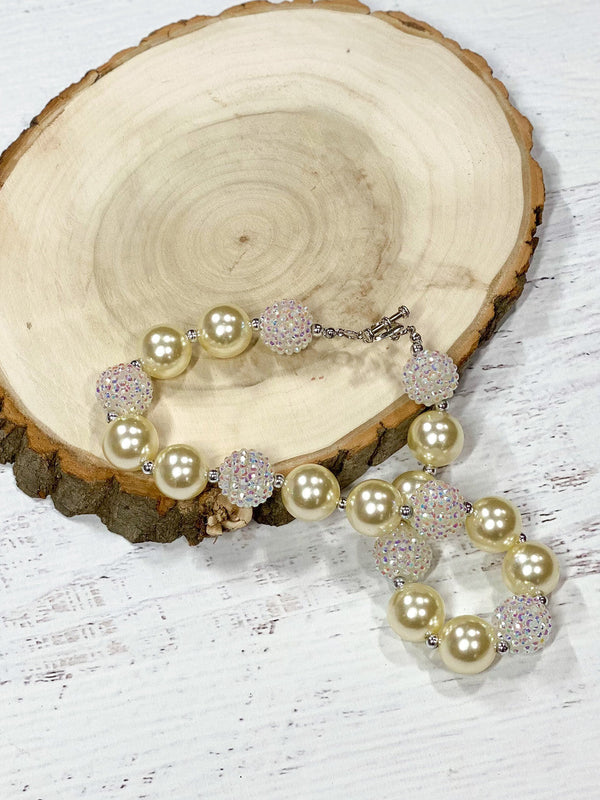 Ivory Rhinestone Chunky Bead Necklace