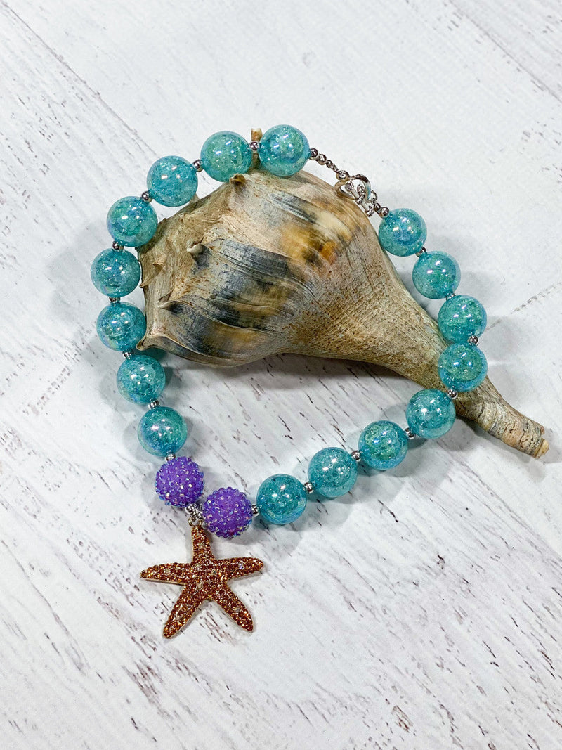 Gold Starfish Chunky Bead Necklace