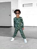 Bamboo Two Piece Set | Green Camo Bolts