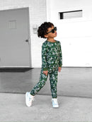 Bamboo Two Piece Set | Green Camo Bolts