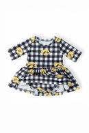 Iowa Plaid Tigerhawk 3/4 Sleeve Twirl Bodysuit