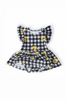 Iowa Plaid Tigerhawk Flutter Twirl Bodysuit