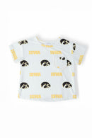 Iowa White Tigerhawk Ruffle Pocket Tee