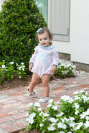 Girls Pink Bow Bubble Romper | Blue Bow Appliqué Baby Bubble | Boutique Baby Girl Outfit | Bossier City, LA