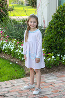 Girls Bow Pocket Dress | Pink & Blue Long Sleeve Boutique Dress | Bossier City, LA