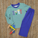 Boys Tool Appliqué Shirt | Green Striped Long Sleeve Boutique Shirt | Bossier City, LA