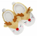 Kids Reindeer Closed Toe Slippers – Gift-Ready Holiday Fuzzy House Shoes