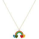 14" Kids Rope Rainbow Necklace with Heart Clouds