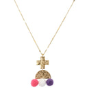 Kids Cross Necklace with Pink, White, Purple Poms